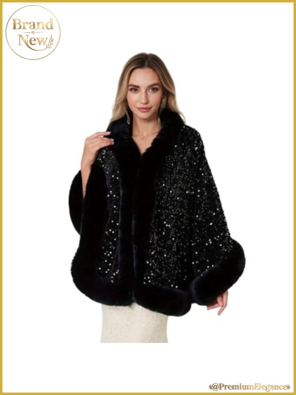 Luxury Faux Fur Shawl Wrap Winter Evening Wedding Party Cape